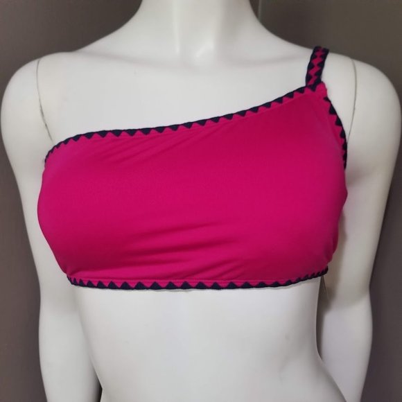 Lucky Brand Shell-Stitch Asymmetric Bikini  Swim Top - Picture 2 of 8